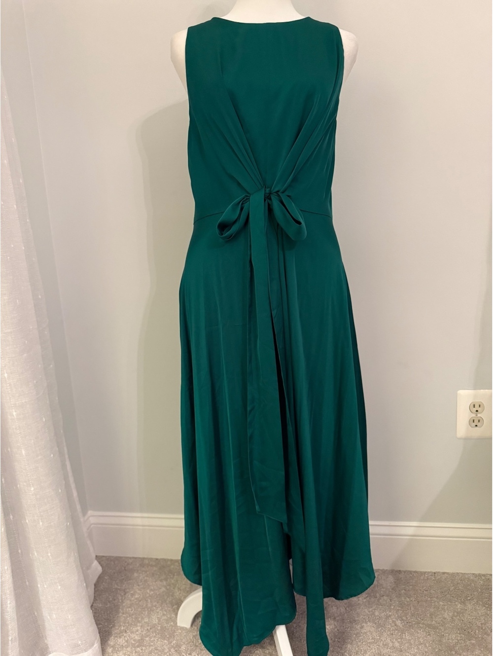 Maggy London Teal Green Tie Waist Midi Dress Size 10